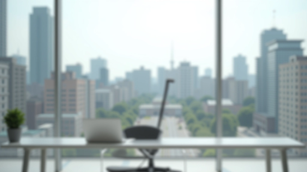 Moderner Arbeitsplatz mit Laptop, leeren Stuhl und Fenster im Hintergrund, symbolisiert Fachkräftemangel
