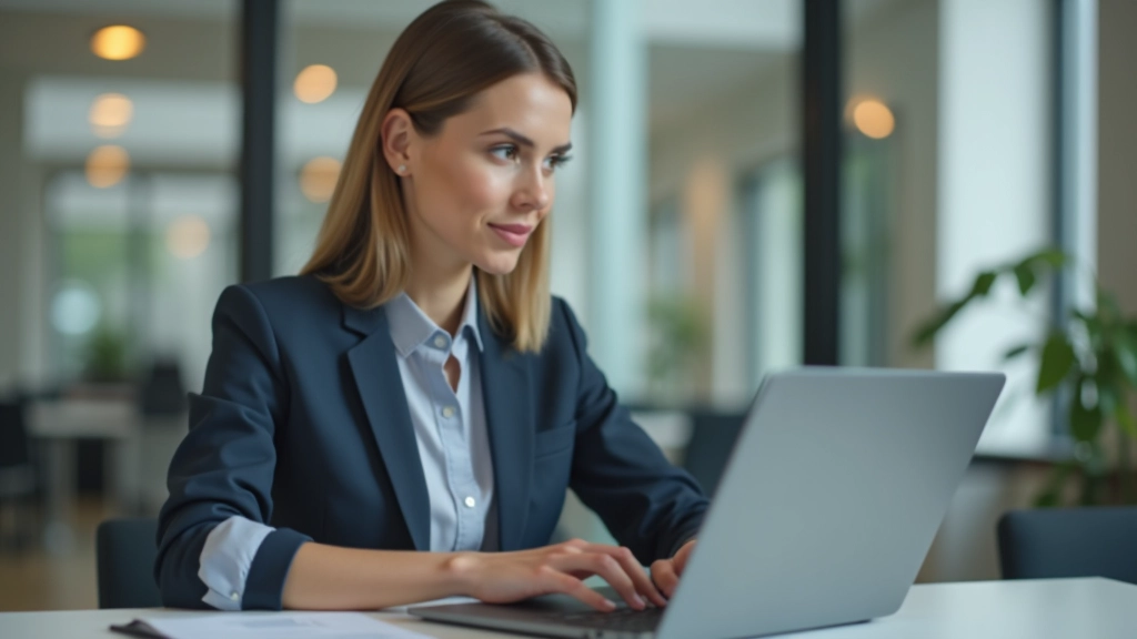 Person an Laptop in Schulungsumgebung, symbolisiert Weiterbildung und Qualifizierungsprogramme für Arbeitskräfte